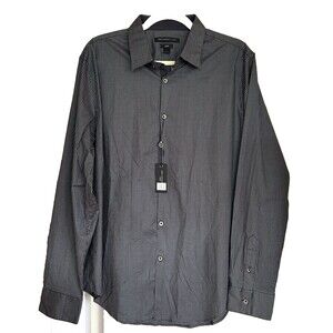 JOHN VARVATOS LUXE Men's Dark Gray/Gray Gingham Check L/S Shirt Size L MSRP $168